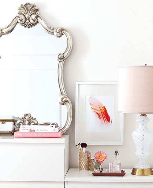 Makeup Vanity, How to Decorate Your Makeup Vanity, Home Decor Ideas, DIY Makeup Vanity, Makeup Vanity Ideas, Makeup Tips and Tricks, Decorating, Bathroom Decor, Popular Pin