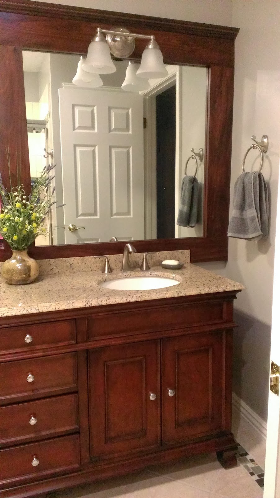 How to Frame Your Bathroom Mirror in Practically No Time| Frame Your Bathroom Mirror, Bathroom Updates, How to Update Your Bathroom Fast, Easy Ways to Frame Your Bathroom Mirror, Easy Bathroom Updates, Popular Pin
