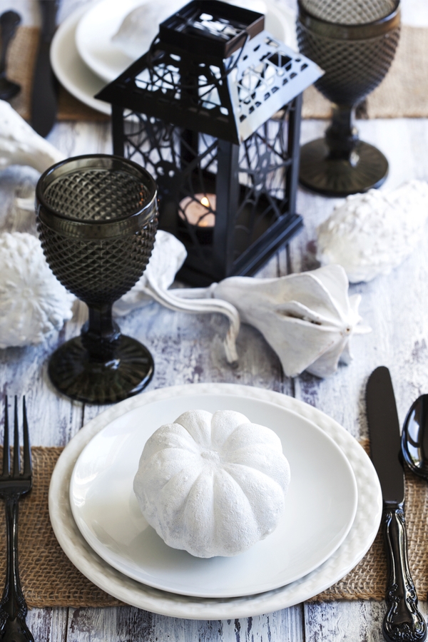 black and white pumpkin decor table decor for halloween